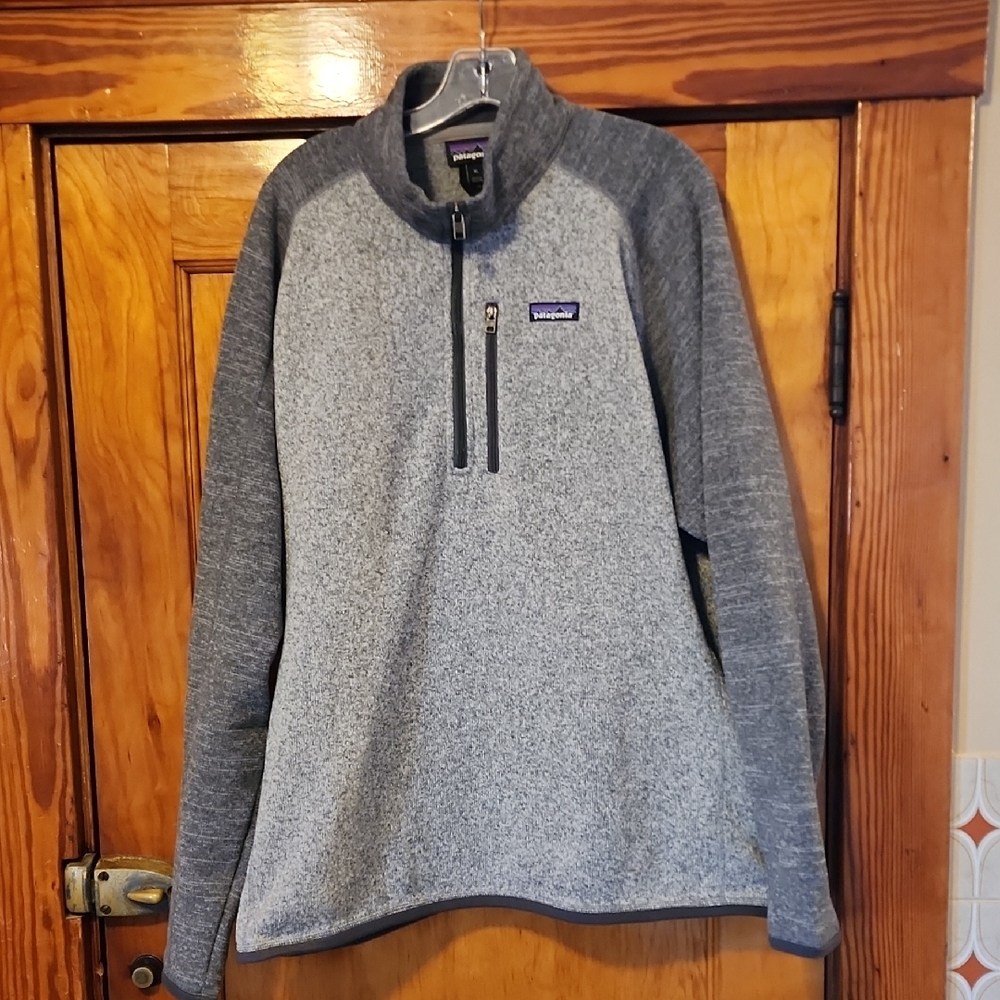 Patagonia Two-Tone Gray Fleece Better Sweater 1/4-Zip Pullover Nickel Forge XL